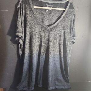 NEW NWT Dallas Cowboys Her Style T-Shirt 2XL Faded Black Blue V-Neck‎ Distressed